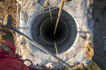 Longcliffe Mine / Shaft top showing twinwall pipe lining (during construction)